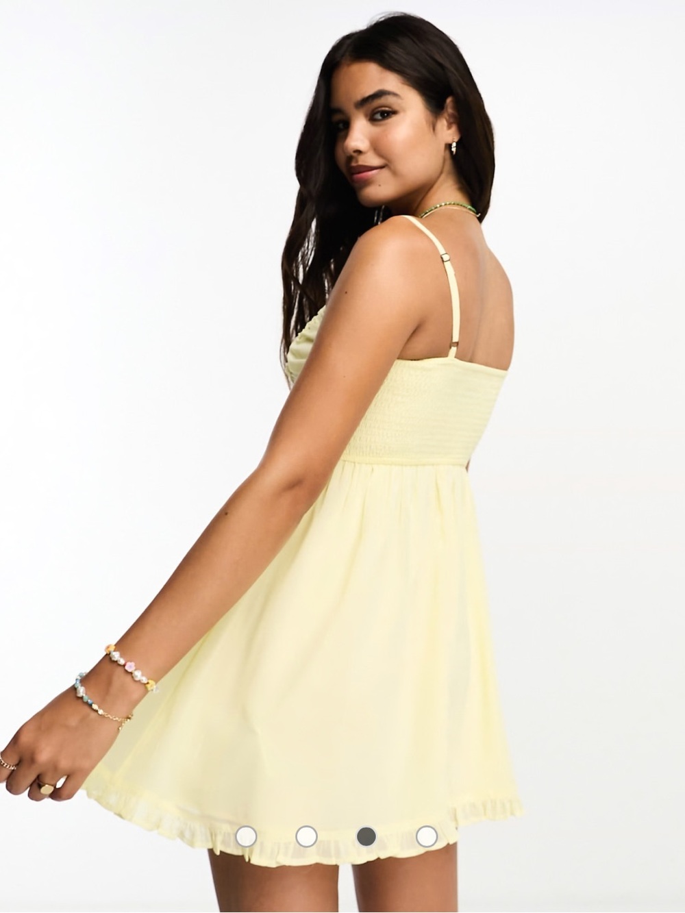 Hollister Yellow Corset Dress Mini XL Babydoll Ruched Back Adjustable Sundress - Picture 4 of 12